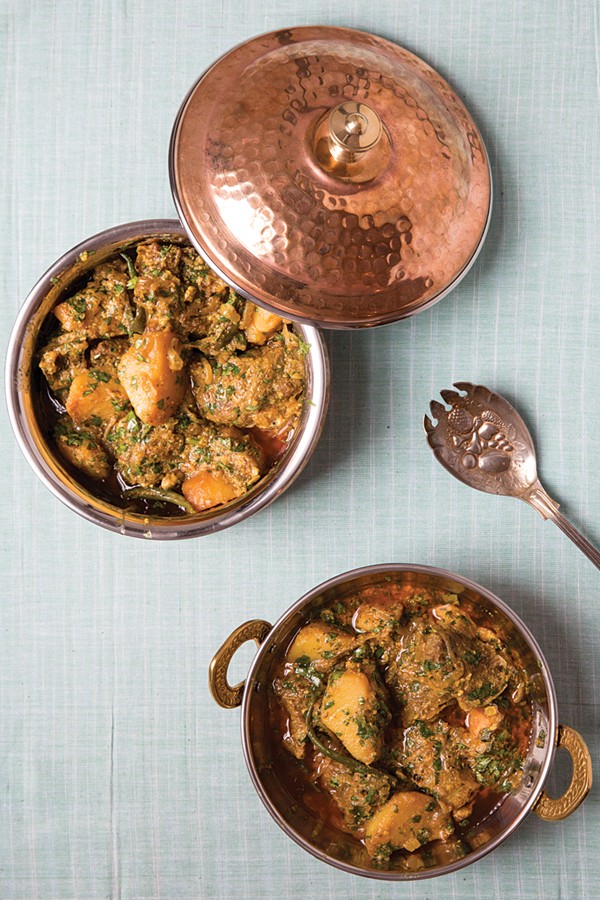 Hyderabadi-style lamb with potatoes (Aloo aur gosht ka kaliya)