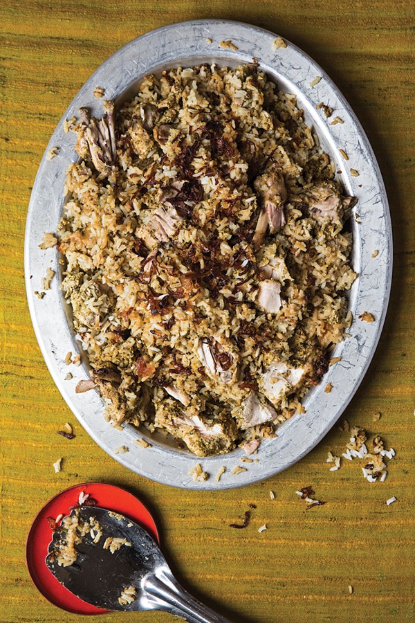 Hyderabadi-style steamed chicken and rice