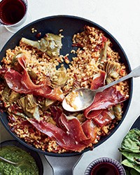 Iberian ham & artichoke rice