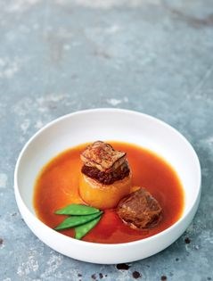 Iberian pork cheeks with daikon & foie gras