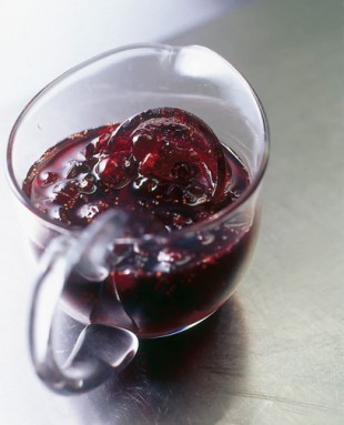 Ice cream with cranberry syrup