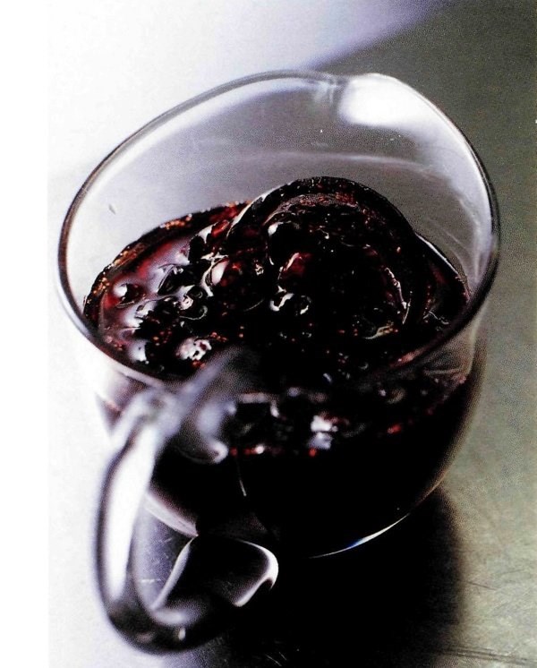 Ice cream with cranberry syrup
