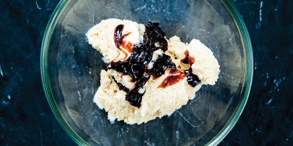 Ice cream with sugar-cured dulse