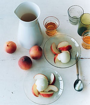 Ice-wine sorbet with white peaches