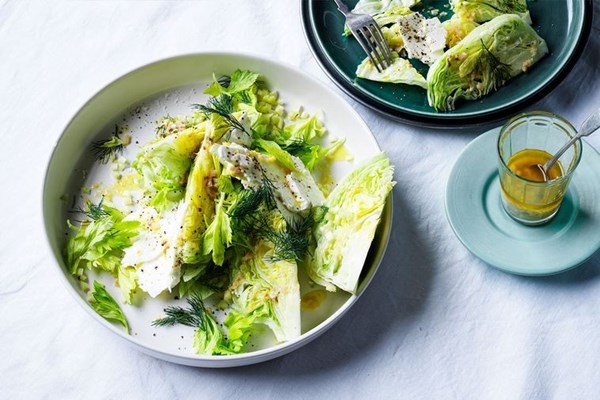 Iceberg and celery salad with lemon and anchovy dressing
