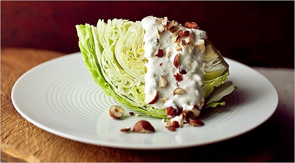 Iceberg lettuce with blue cheese dressing