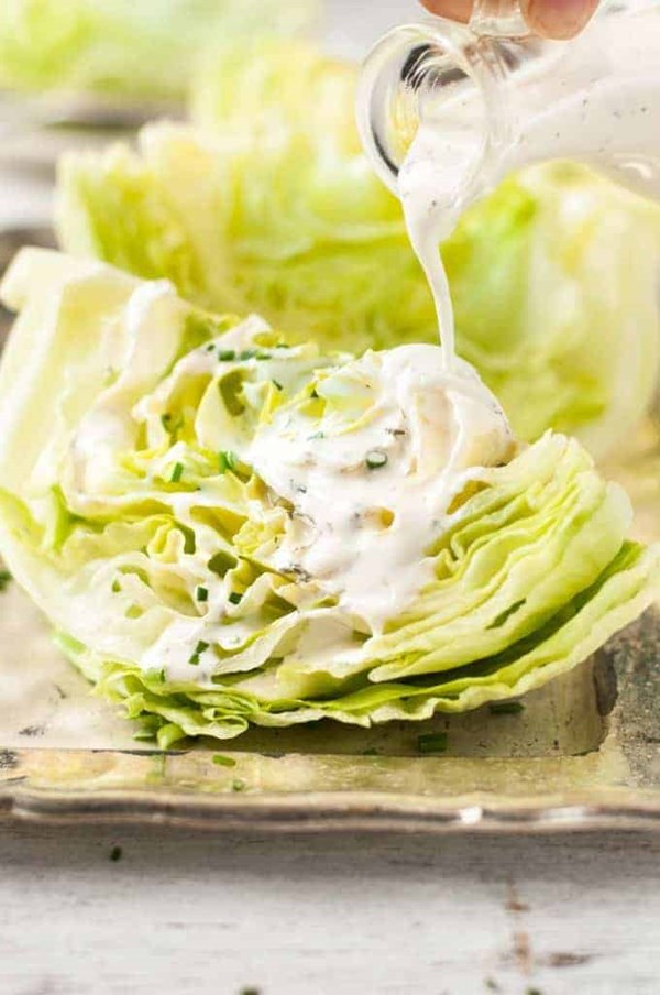 Iceberg wedge salad with ranch dressing