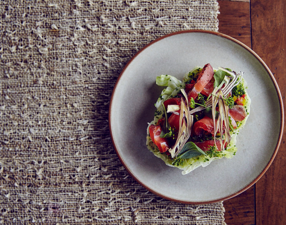 Iceberg wedge with lemon-parsley dressing