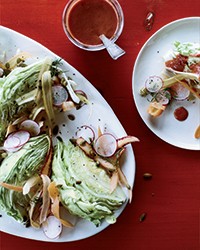 Iceberg wedges with roasted tomato dressing