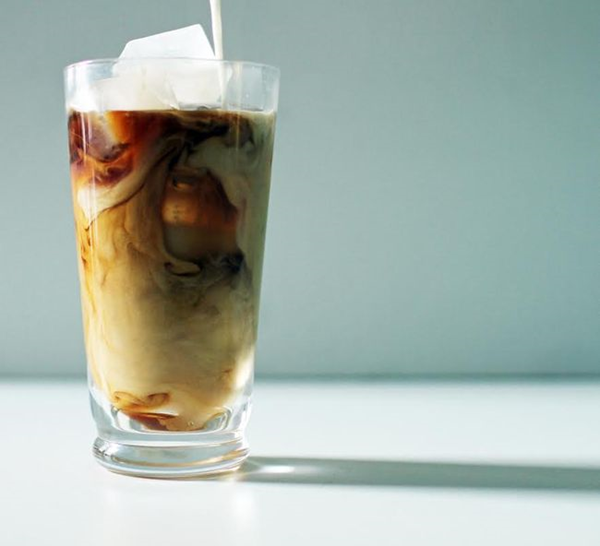 Iced almond-macadamia milk latte