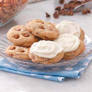 Iced cinnamon chip cookies
