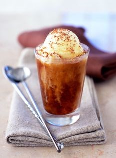 Iced espresso floats with white chocolate ice cream