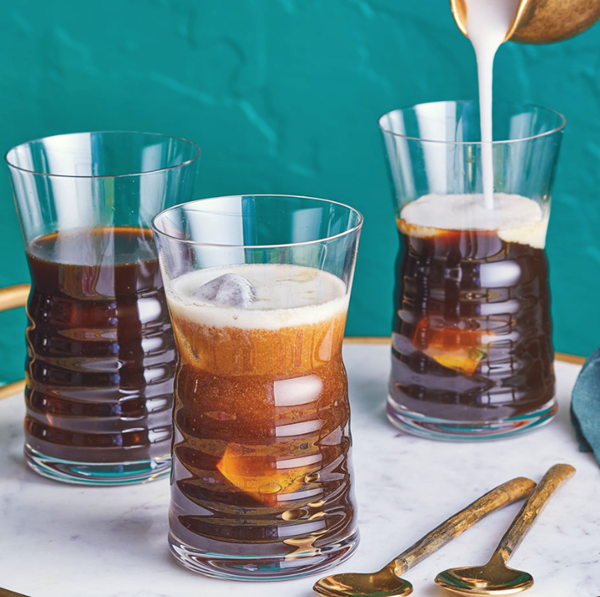 Iced Indonesian coffee with fresh ginger and cardamom