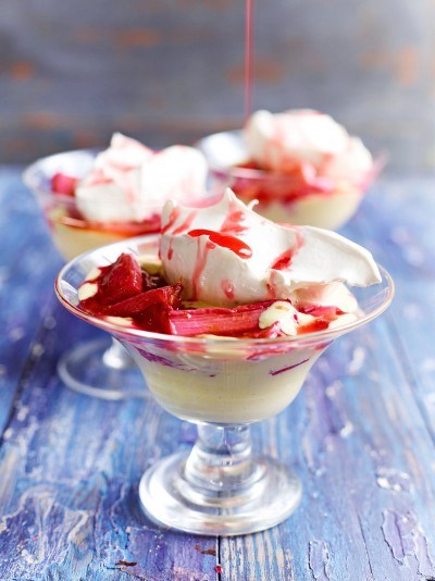 Ile flottante with rockin' rhubarb