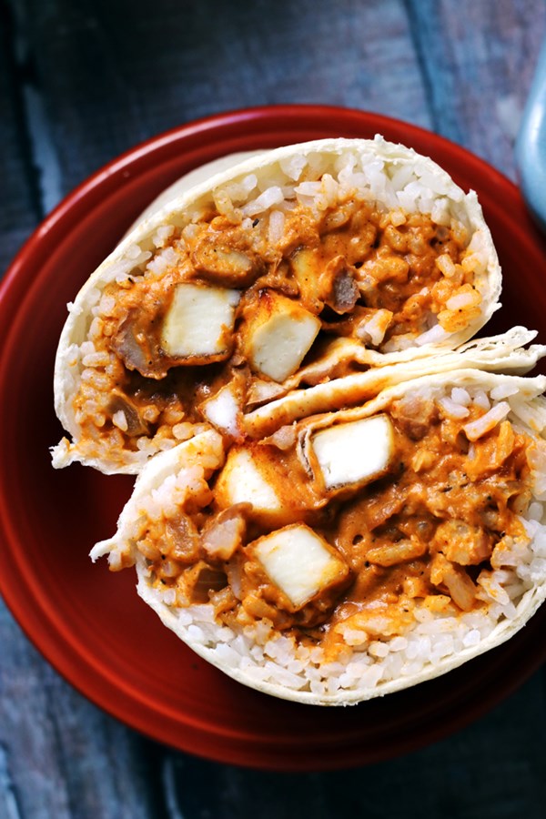 Indian butter paneer burritos