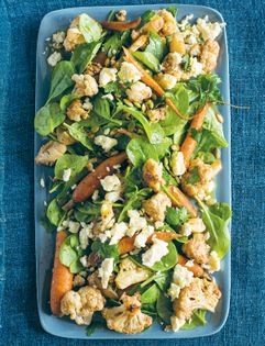 Indian chaat masala cauliflower and spinach