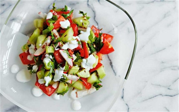 Indian cucumber and tomato salad