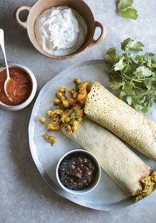 Indian ‘dosa’ with spiced sweet potato