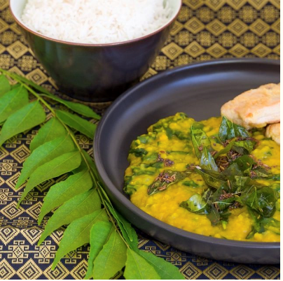 Indian lentils with spinach (Dhal palak)