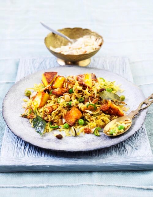 Indian paneer pilau (Sanar pulao)