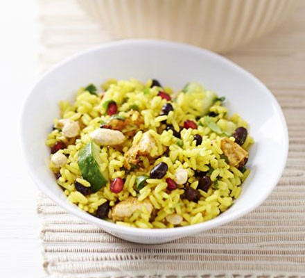 Indian rice salad with chicken