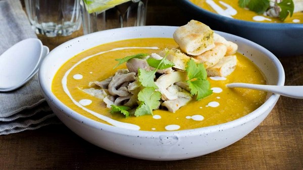 Indian roast chicken and pumpkin soup