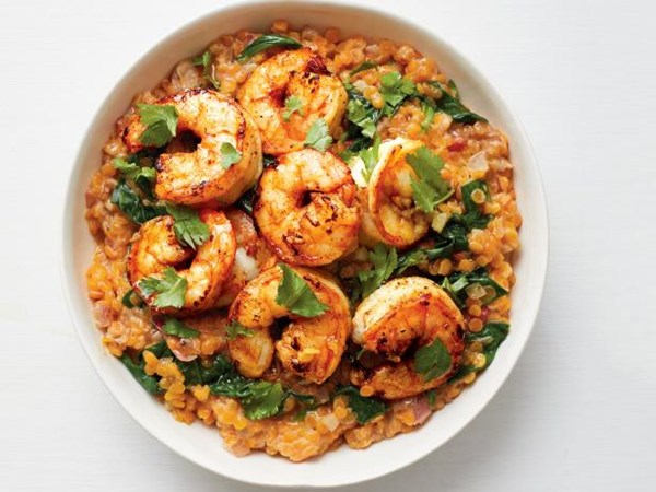 Indian shrimp and lentils