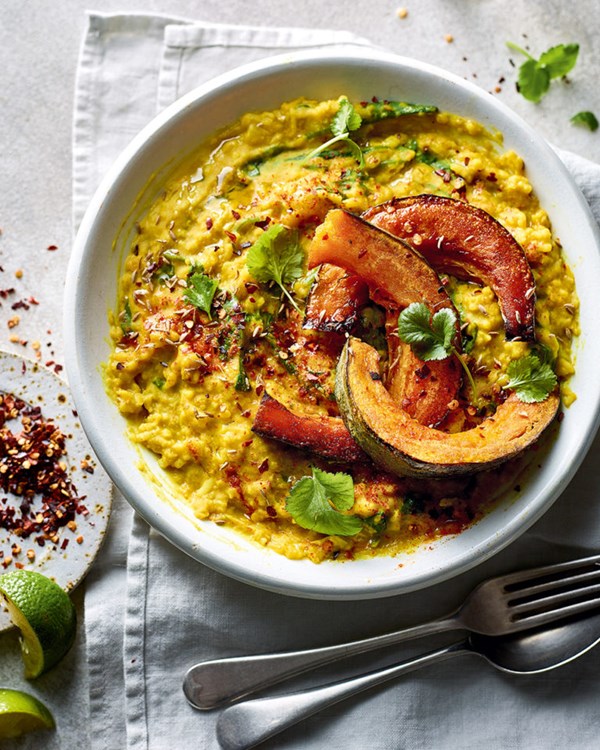 Indian slow-cooked rice and lentils (Spiced squash kitchari)