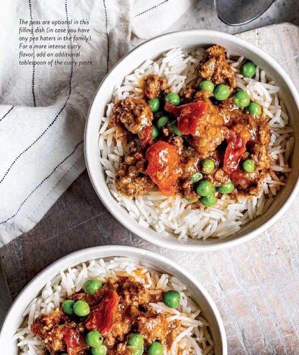 Indian spiced beef with peas & basmati rice