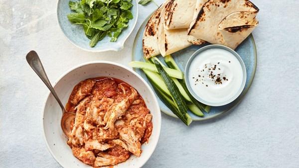 Indian-spiced braised chicken thighs