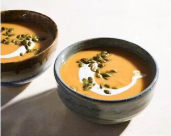 Indian-spiced butternut squash soup with yogurt