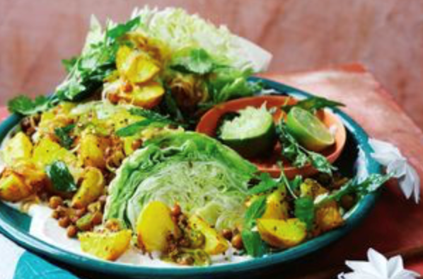 Indian spiced potato and iceberg salad with yoghurt