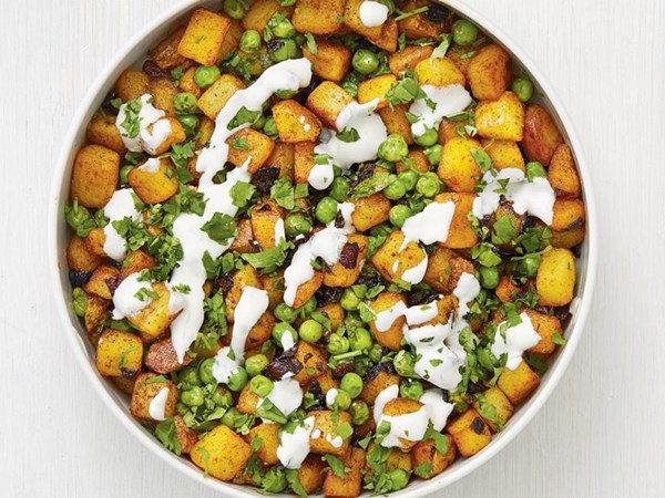 Indian-spiced potatoes and peas 