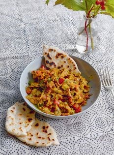 Indian-spiced scrambled eggs (Anda bhurji)