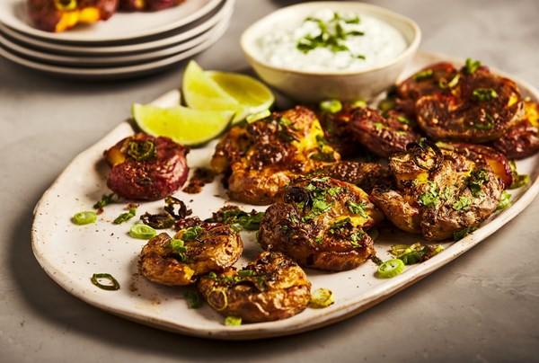 Indian-spiced smashed potatoes