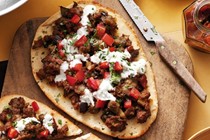 Indian-style lamb & eggplant pizzas