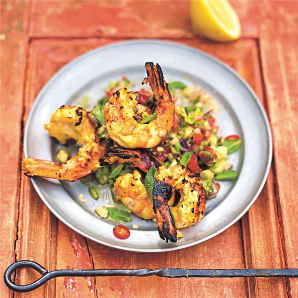 Indian-style prawns with a zingy salad