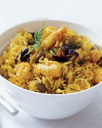 Indian-style shrimp and rice pilaf