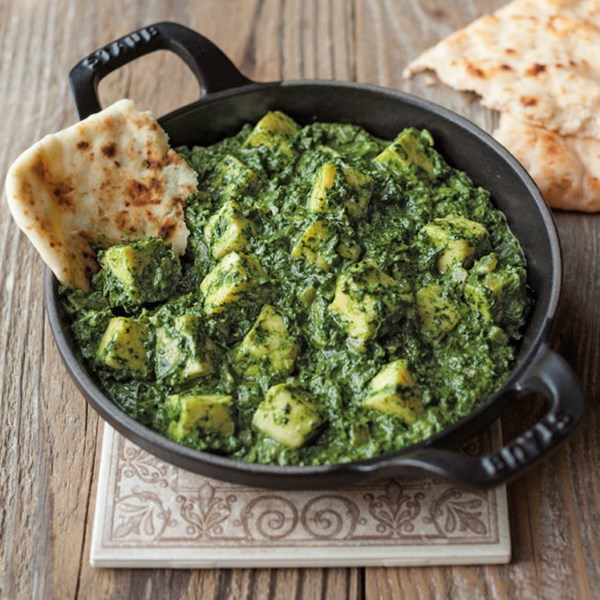 Indian-style spiced greens with paneer