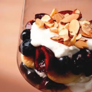 Individual cherry-blueberry trifles