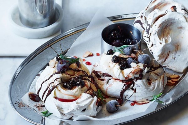 Individual chewy Black Forest meringues