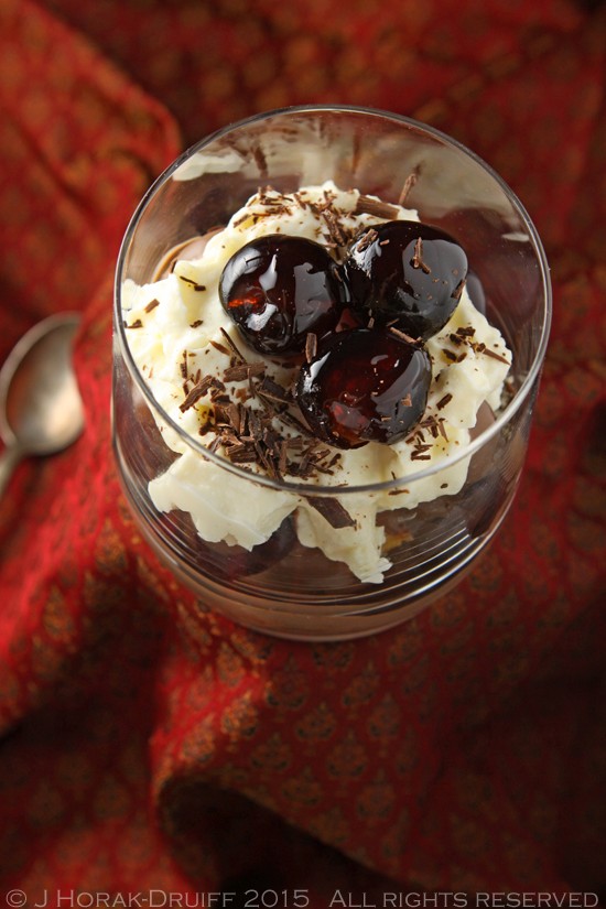 Individual chocolate cherry trifles