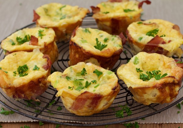 Individual crustless quiches Lorraines