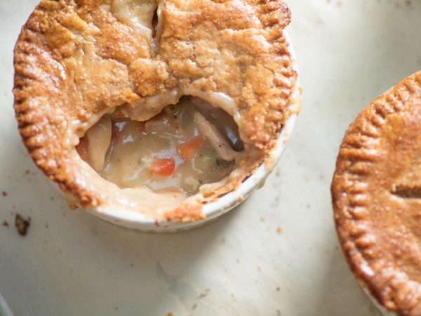 Individual double-crusted chicken pot pies