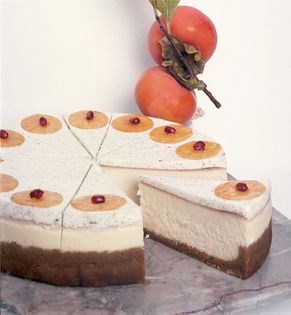 Individual lingonberry-topped cheesecakes