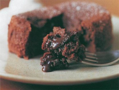 Individual molten chocolate truffle cakes