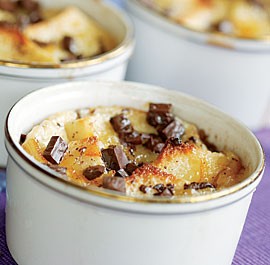 Individual orange & chocolate bread puddings
