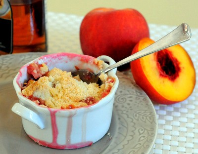 Individual peach and honey crumbles