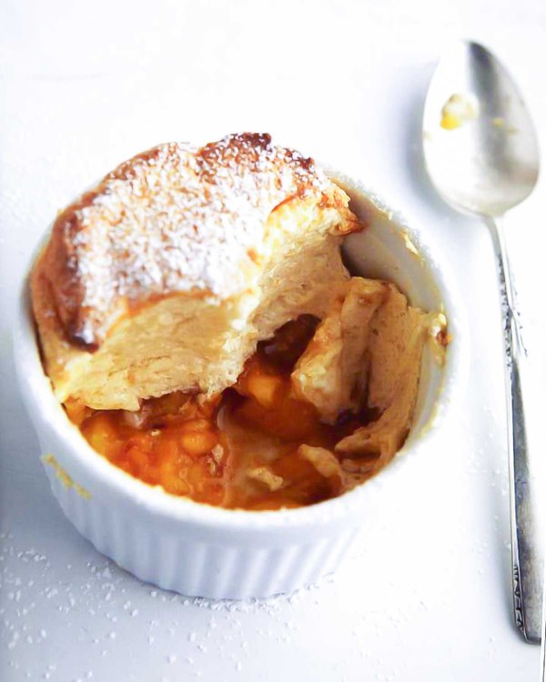 Individual peach soufflés