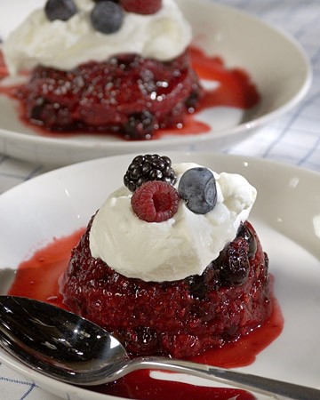 Individual summer puddings